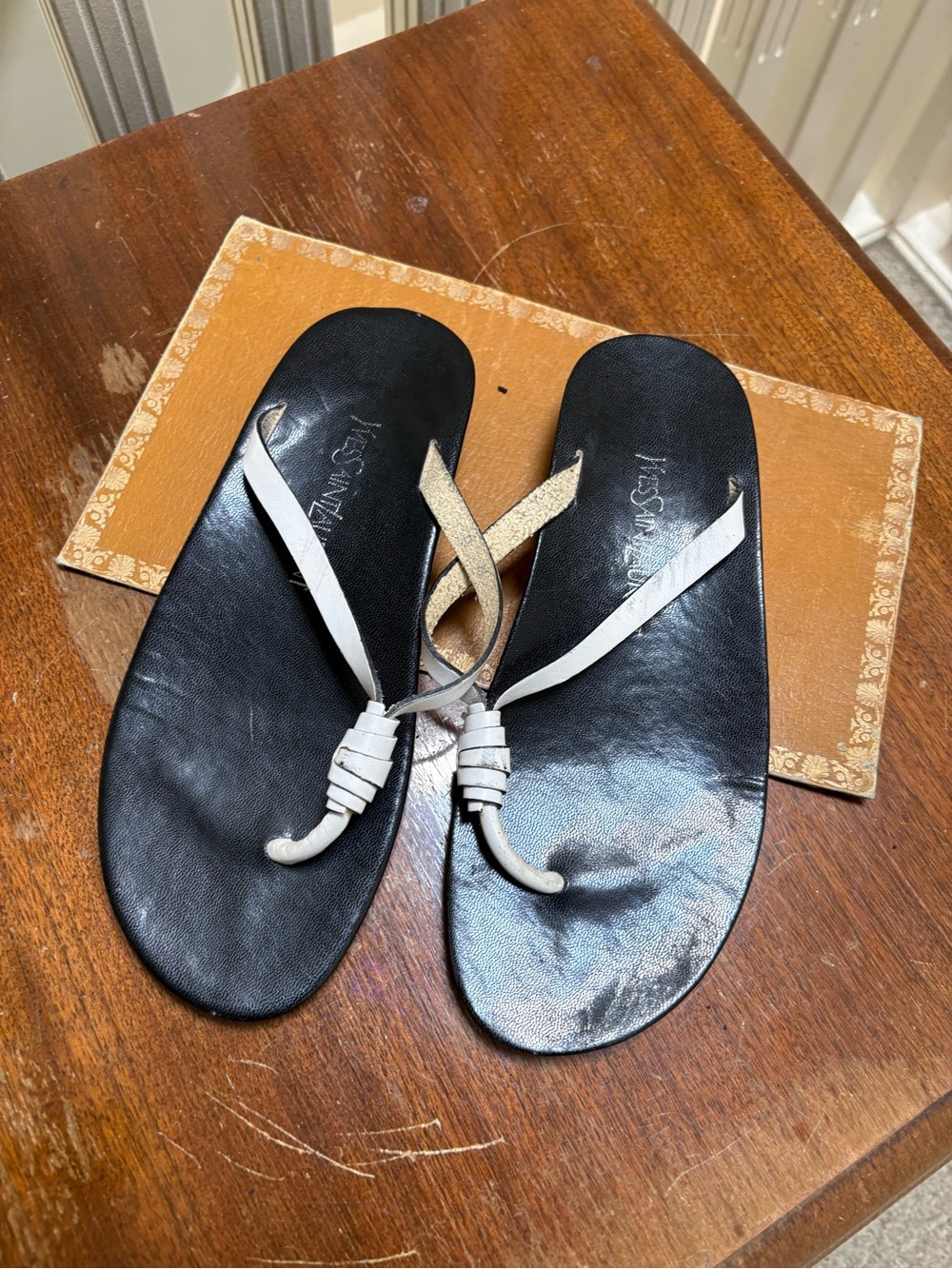Vintage Yves Saint Laurent Minimalist Leather Thong Sandals. 80’s/90’s archival